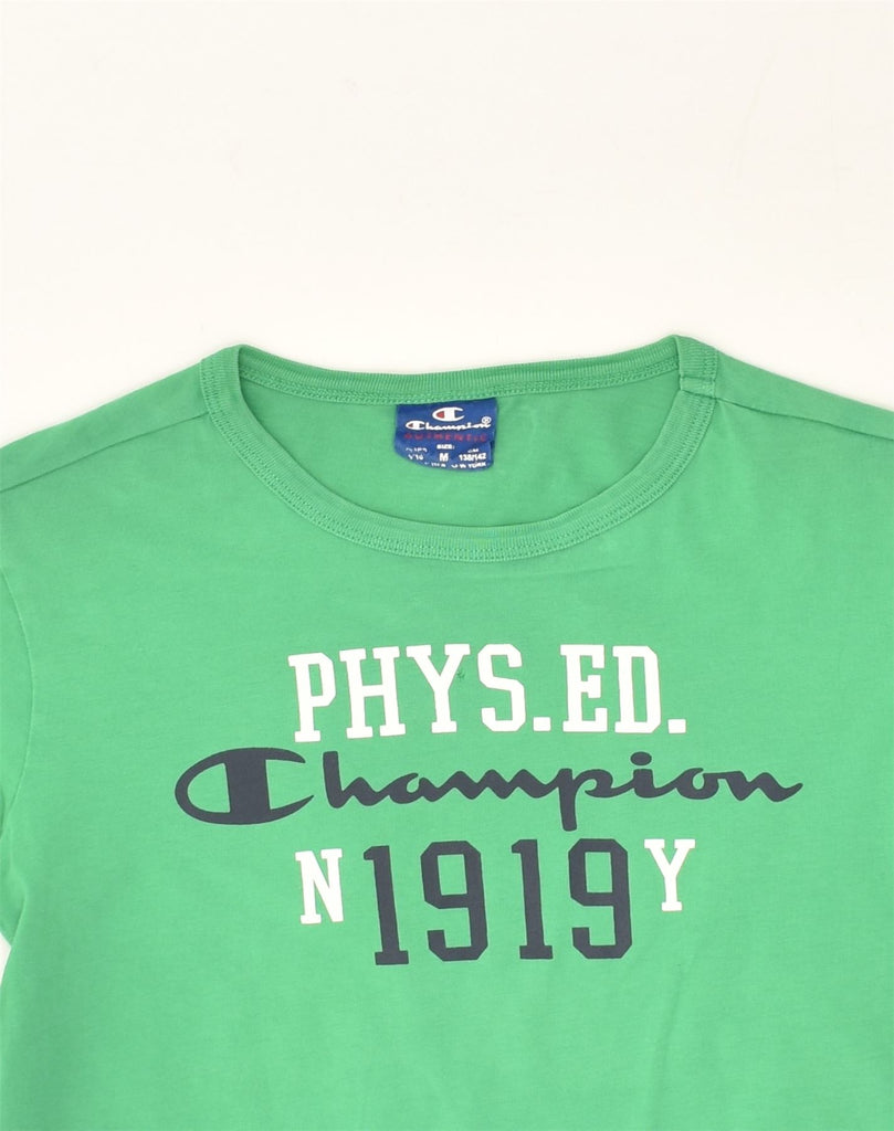 CHAMPION Boys Graphic T-Shirt Top 9-10 Years Medium Green Cotton | Vintage Champion | Thrift | Second-Hand Champion | Used Clothing | Messina Hembry 