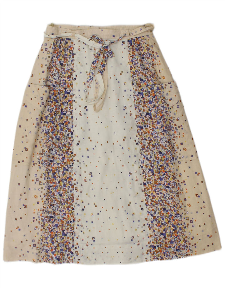 PANCALDI & B Womens 2 Piece Skirt Set UK 4 XS W24 Beige Geometric Cotton