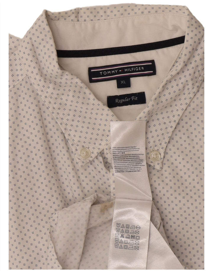 Tommy Hilfiger Mens Regular Fit Shirt XL White Spotted Cotton