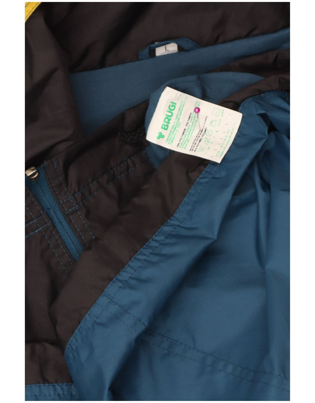Brugi Mens Hooded Rain Jacket UK 40 Large Blue Colourblock Polyamide