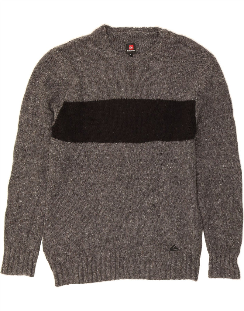 QUIKSILVER Womens Crew Neck Jumper Sweater UK 16 Large Grey Flecked Vintage Quiksilver and Second-Hand Quiksilver from Messina Hembry 