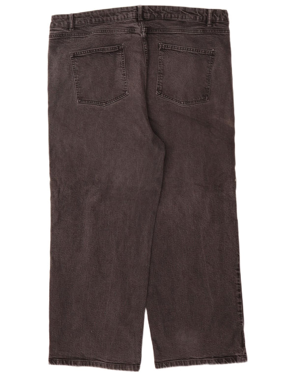 Marks & Spencer Womens High Waist Wide Leg Jeans UK 22 3XL W44 L29 Grey