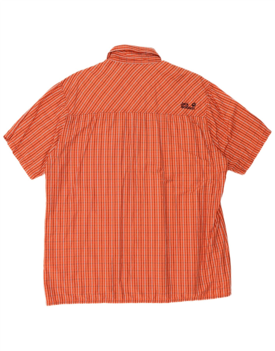 Jack Wolfskin Mens Short Sleeve Shirt XL Orange Check Lyocell