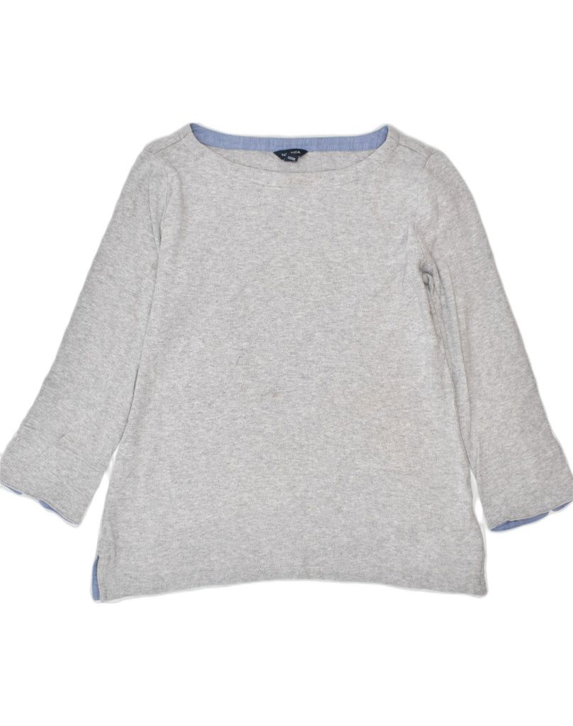 NAUTICA Womens Top Long Sleeve UK 10 Small Grey Cotton | Vintage | Thrift | Second-Hand | Used Clothing | Messina Hembry 