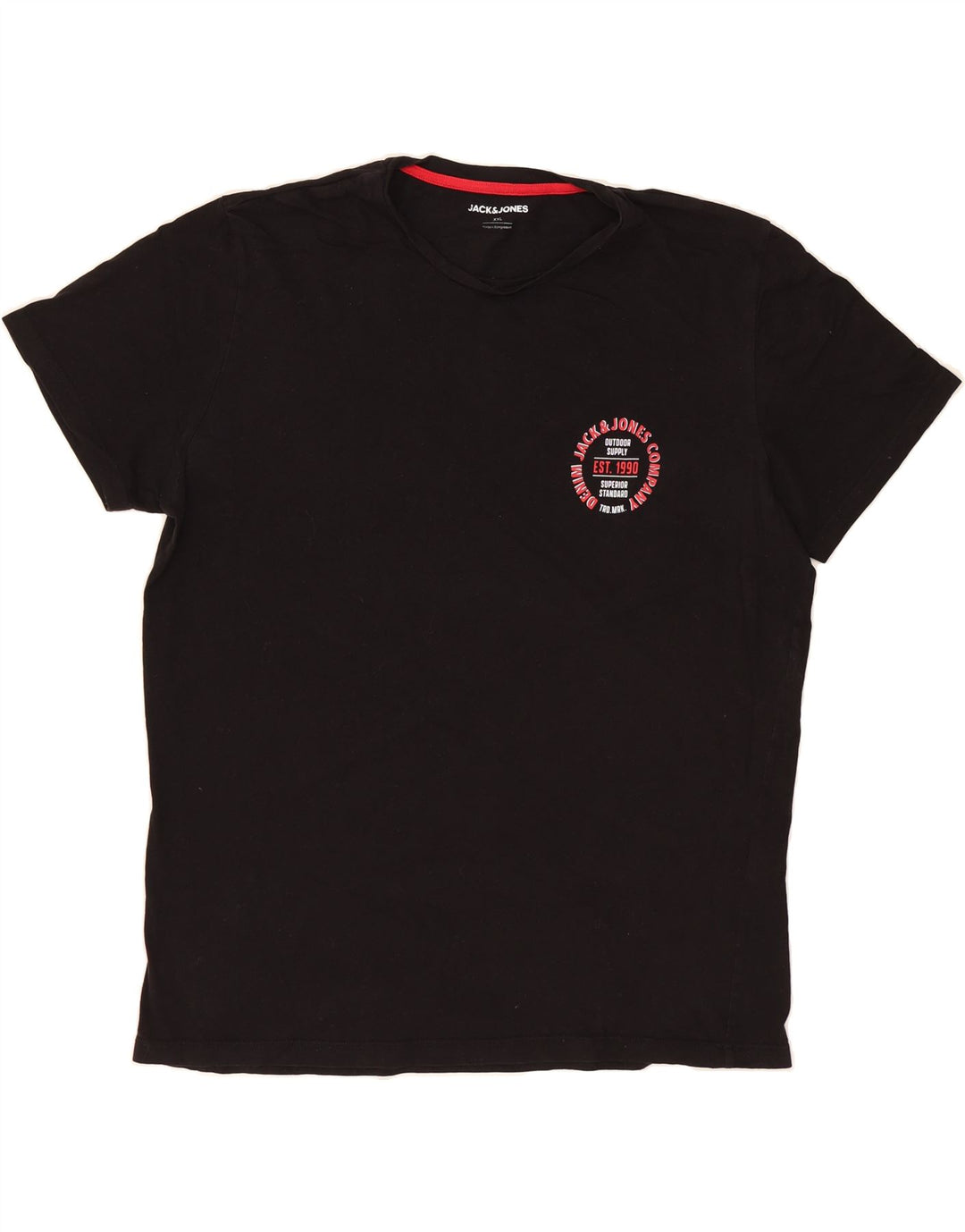 JACK & JONES Mens T-Shirt Top 2XL Black Cotton Vintage Jack & Jones and Second-Hand Jack & Jones from Messina Hembry 