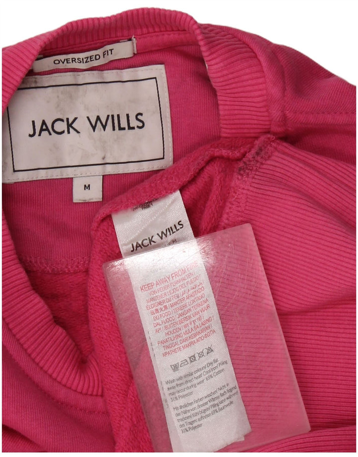 JACK WILLS Womens Oversized Sweatshirt Jumper UK 14 Medium Pink Cotton