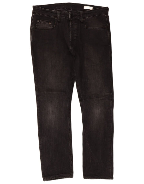 All Saints Mens Cigarette Cropped Skinny Jeans W30 L26 Black Cotton