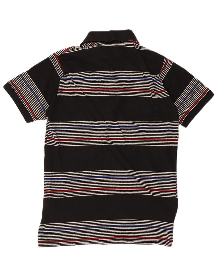 PIERRE CARDIN Mens Polo Shirt Small Black Striped Cotton