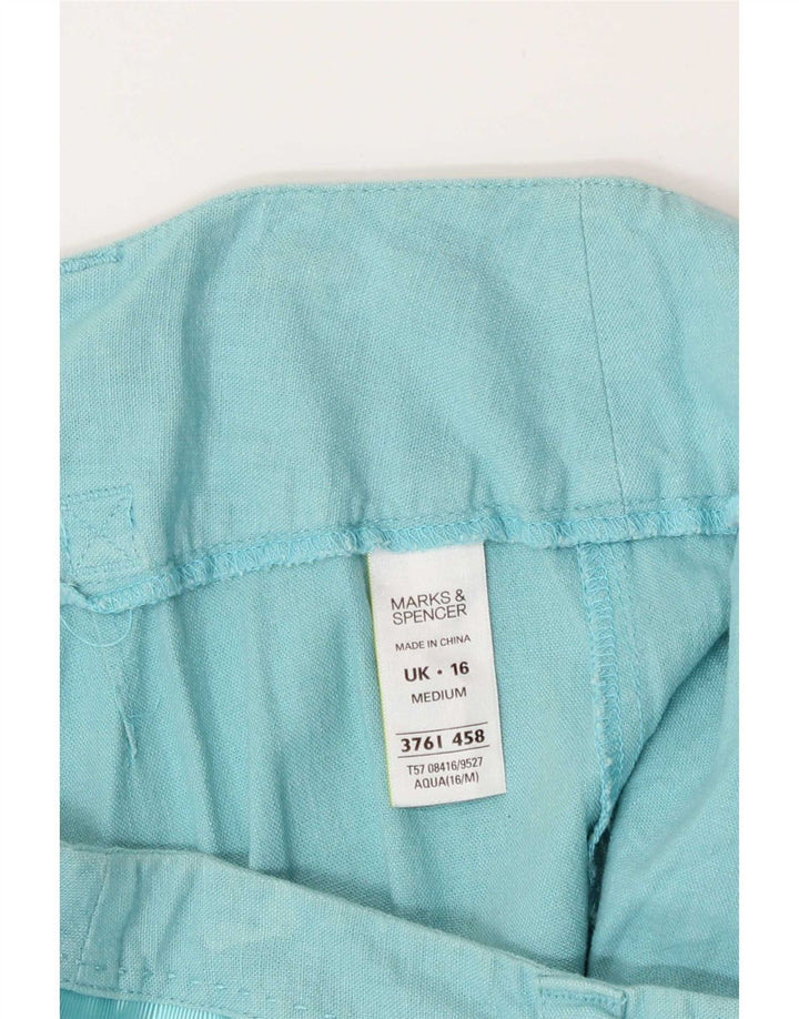 Marks & Spencer Womens Bermuda Chino Shorts UK 16 Large W34 Turquoise