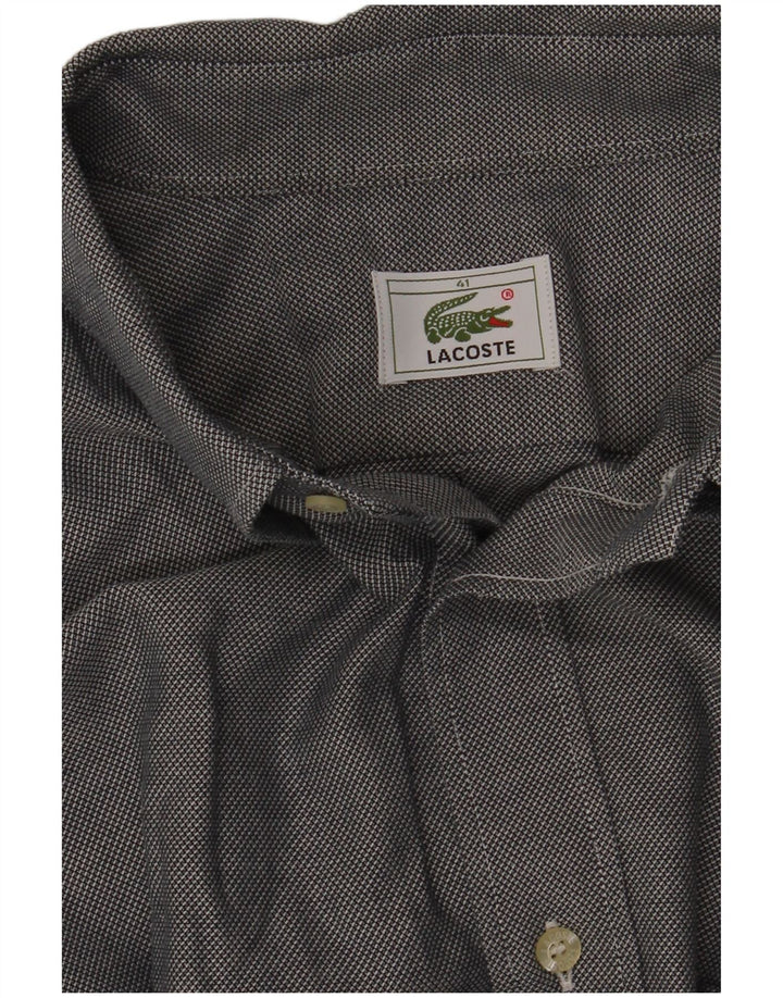 Lacoste Mens Short Sleeve Shirt Size 41 Large Grey Flecked