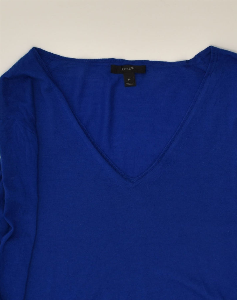 J. CREW Womens V-Neck Jumper Sweater UK 12 Medium Blue Merino Wool | Vintage J. Crew | Thrift | Second-Hand J. Crew | Used Clothing | Messina Hembry 