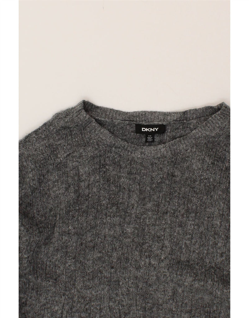 DKNY Womens Oversized Boat Neck Jumper Sweater UK 14 Medium Grey Polyester Vintage Dkny and Second-Hand Dkny from Messina Hembry 