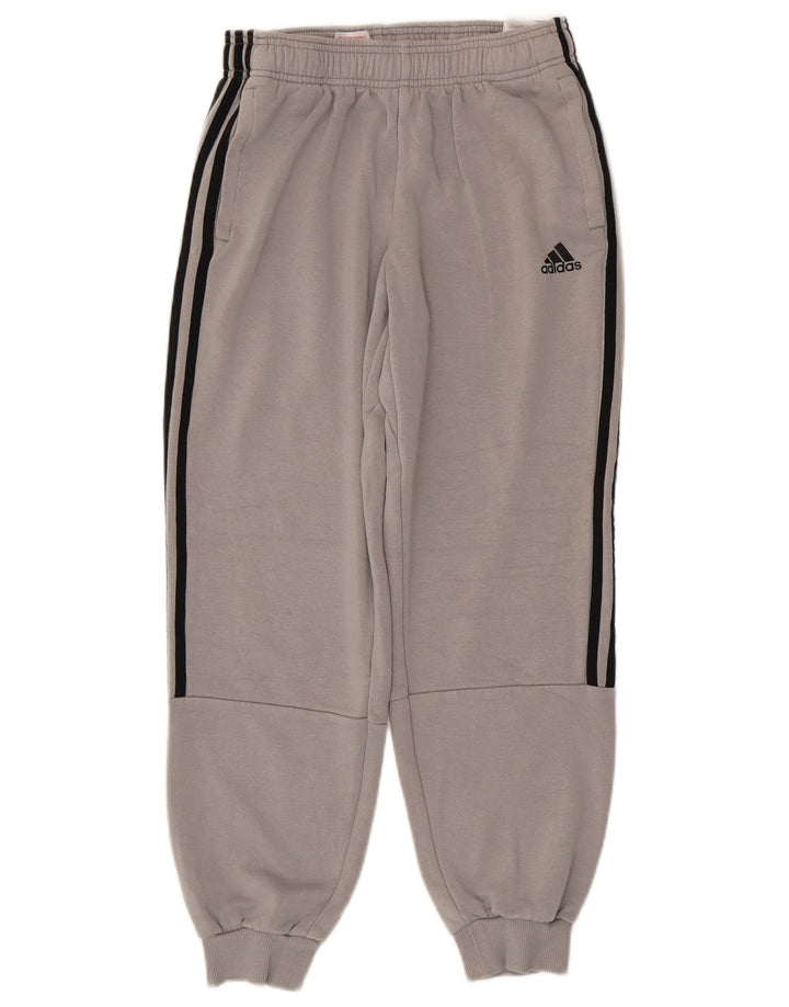 ADIDAS Boys Tracksuit Trousers Joggers 13-14 Years Grey Cotton
