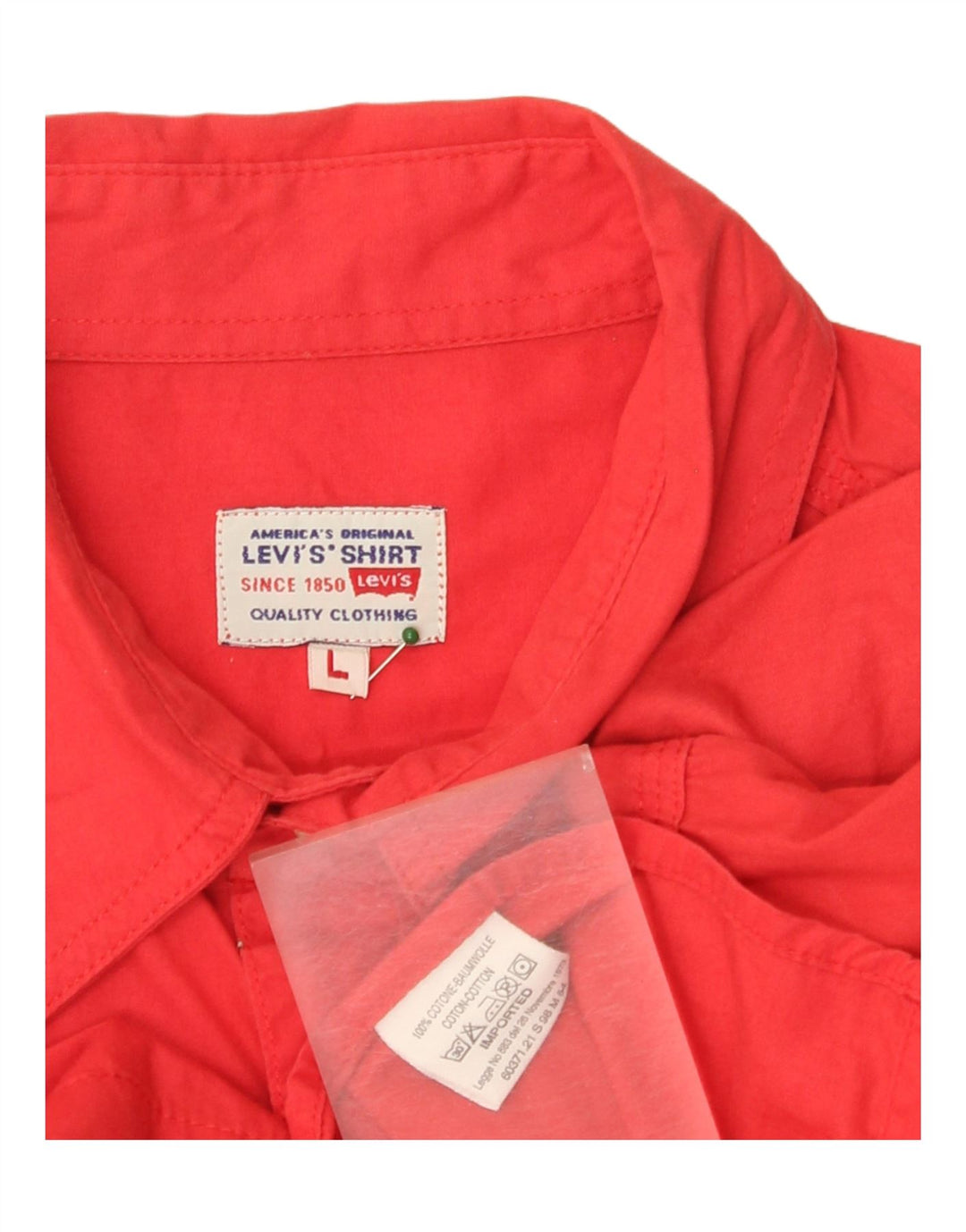 Levi's Mens Short Sleeve Shirt Large Red Cotton