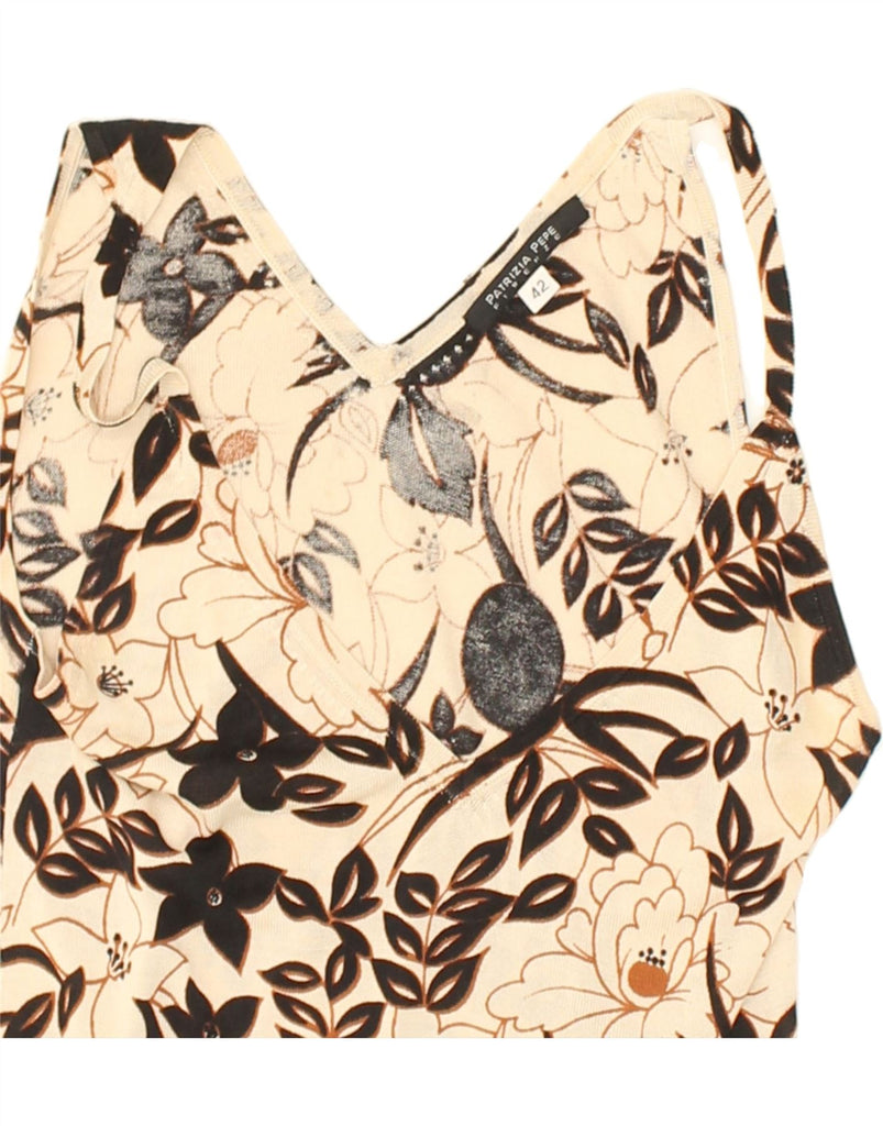 PATRIZIA PEPE Womens Cami Top IT 42 Medium Beige Floral | Vintage Patrizia Pepe | Thrift | Second-Hand Patrizia Pepe | Used Clothing | Messina Hembry 