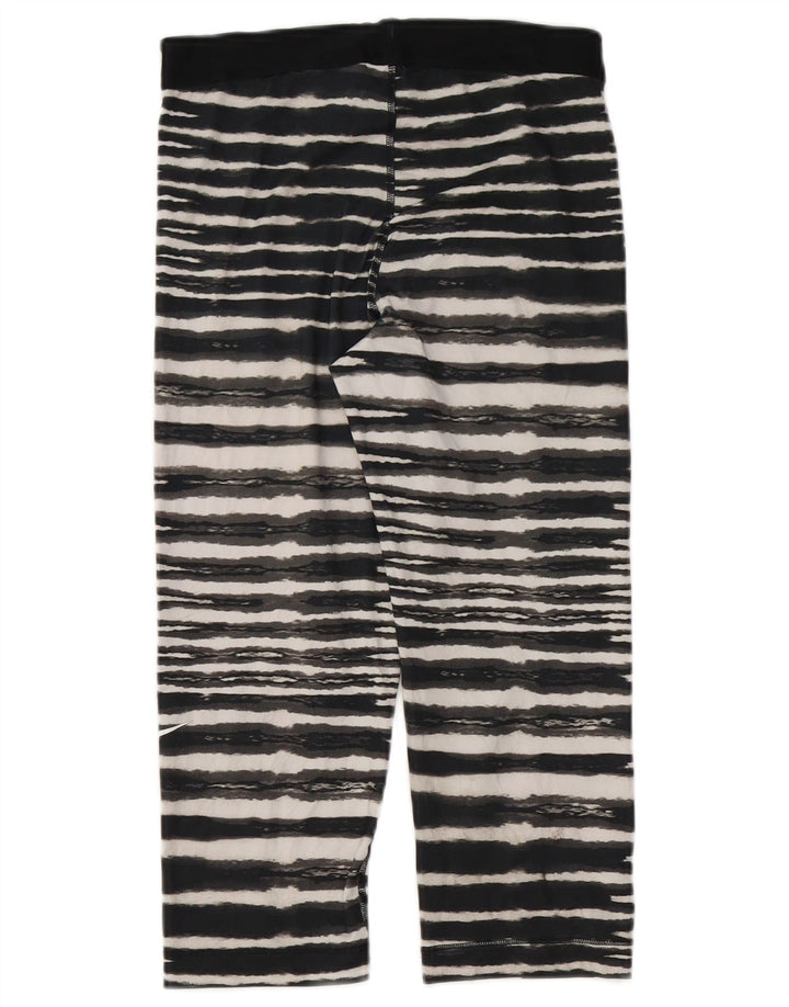 Nike Womens Graphic Capri Tracksuit Trousers UK 12 Medium Black Striped