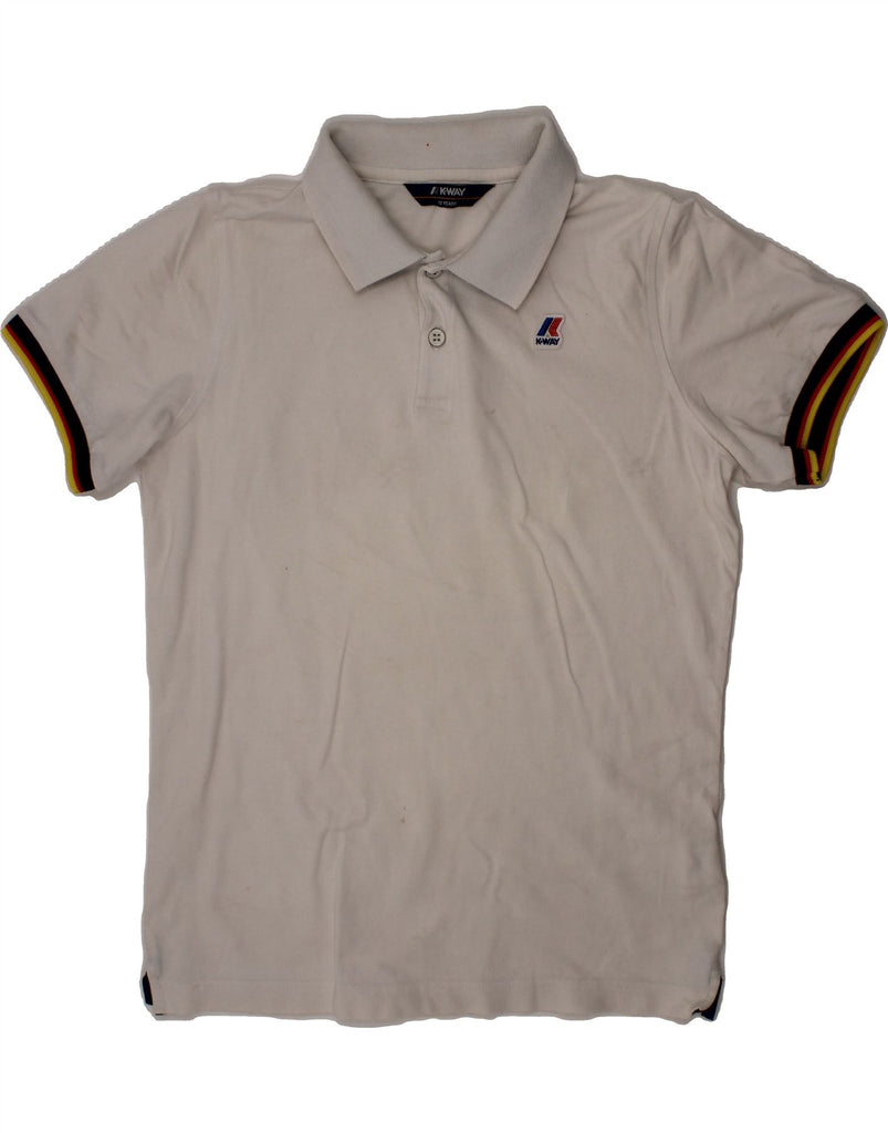 K-WAY Boys Polo Shirt 11-12 Years White Cotton Vintage K-Way and Second-Hand K-Way from Messina Hembry 