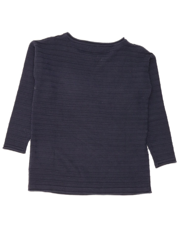 Crew Clothing Womens Boat Neck Jumper Sweater UK 12 Medium Navy Blue Cotton
