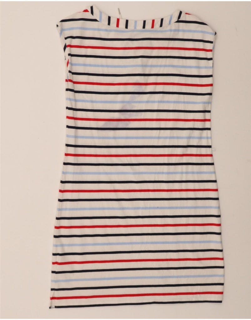 TOMMY HILFIGER Womens T-Shirt Dress UK 14 Medium Multicoloured Striped Vintage Tommy Hilfiger and Second-Hand Tommy Hilfiger from Messina Hembry 