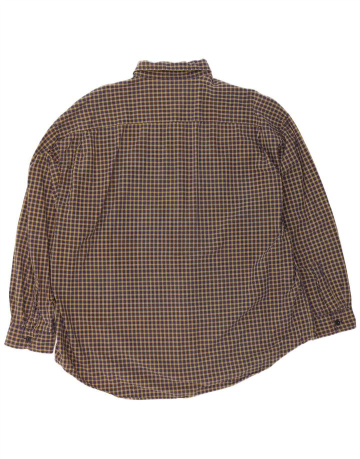 Nautica Mens Shirt 2XL Navy Blue Check Cotton