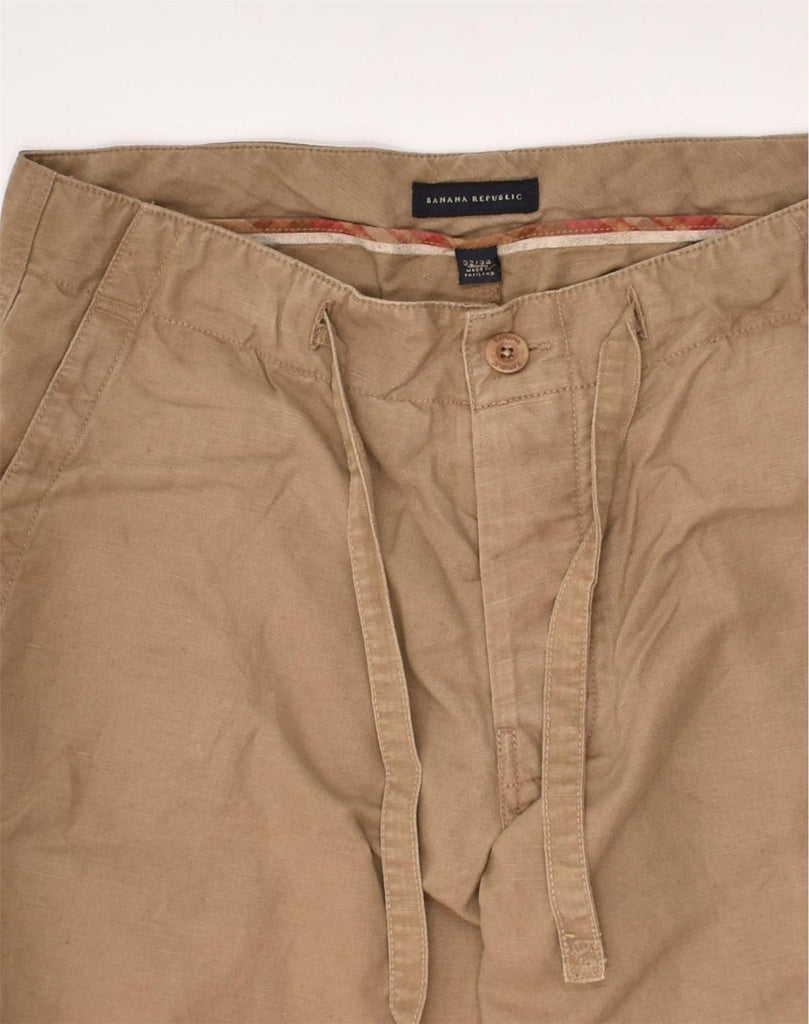 BANANA REPUBLIC Womens Straight Chino Trousers W32 L34 Brown Linen | Vintage Banana Republic | Thrift | Second-Hand Banana Republic | Used Clothing | Messina Hembry 