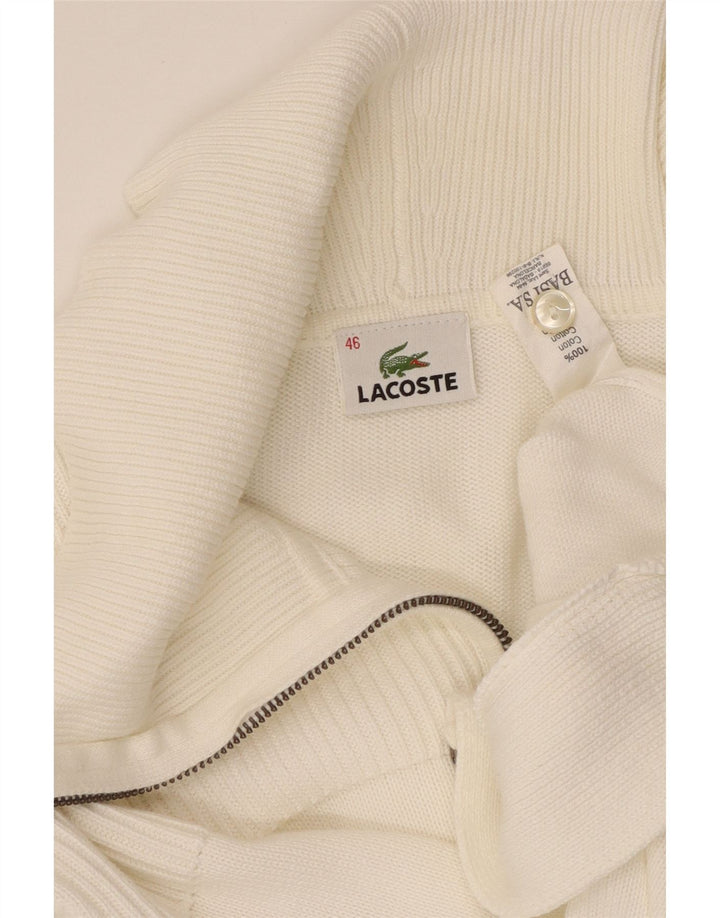 LACOSTE Womens Cardigan Sweater Size 46 XL White Cotton