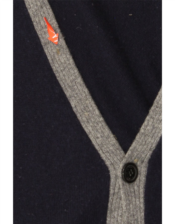 HENRY COTTONS Mens Cardigan Sweater XL Navy Blue Colourblock