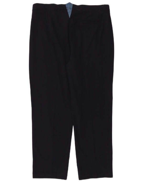 Marks & Spencer Womens Tapered Chino Trousers UK 14 Large W36 L28 Navy Blue