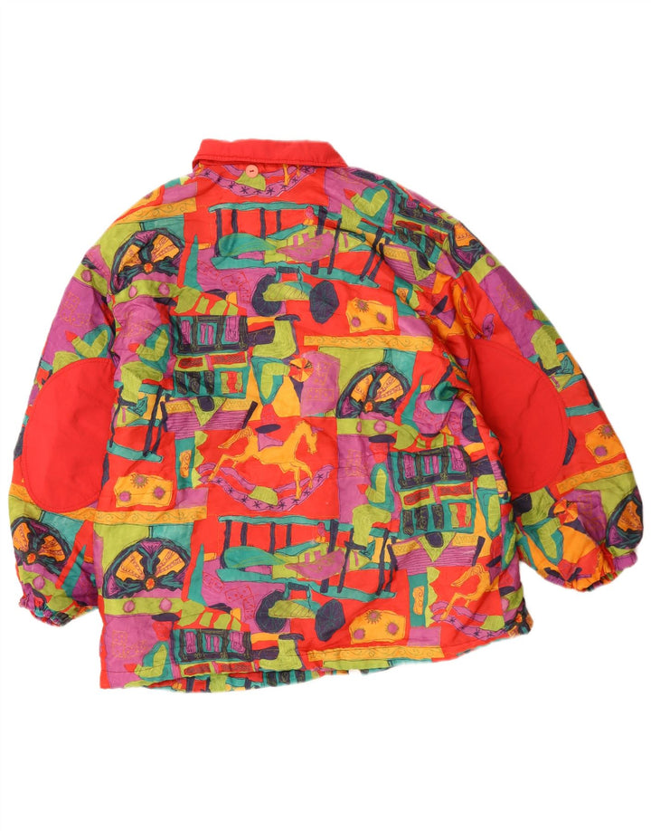 Vintage Womens Abstract Pattern Windbreaker Jacket UK 20 2XL Red