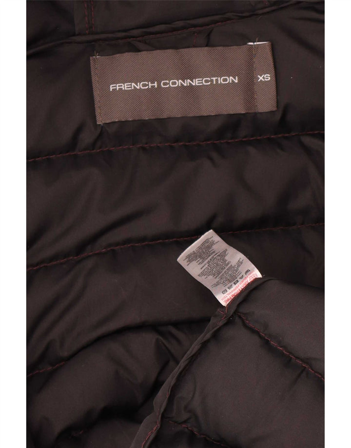 French Connection Mens Hooded Padded Jacket UK 34 XS Burgundy Polyester