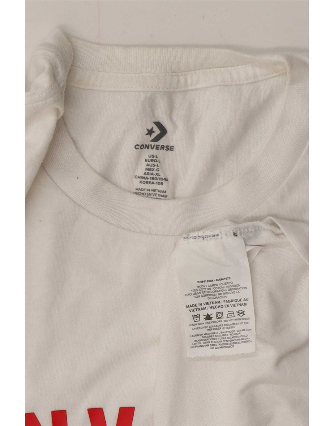 Converse Mens Graphic T-Shirt Top Large White Cotton