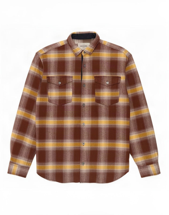 Jack & Jones Mens Flannel Shirt Medium Brown Check Cotton