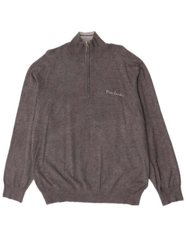 Pierre Cardin Mens Zip Neck Jumper Sweater 2XL Grey Viscose Classic