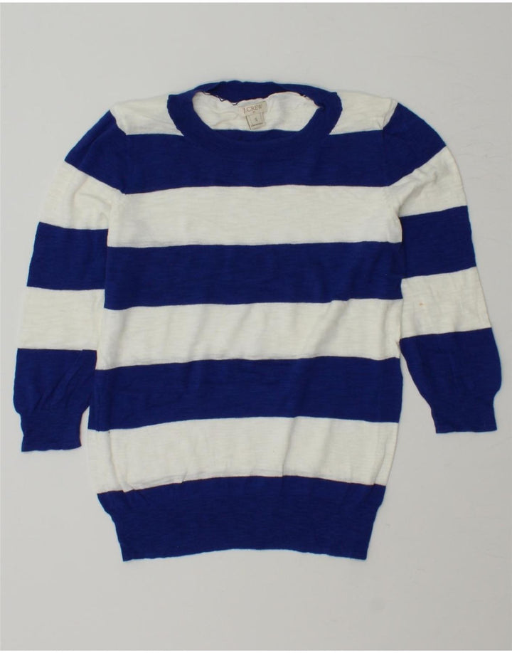 J. CREW Womens Crew Neck Jumper Sweater UK 10 Small Blue Striped Vintage J. Crew and Second-Hand J. Crew from Messina Hembry 