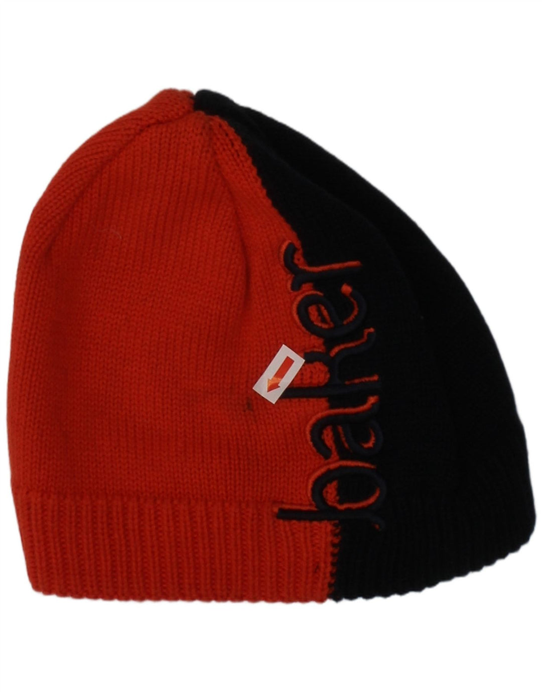 TED BAKER Boys Graphic Knit Beanie Hat 7-8 Years Red Colourblock Classic