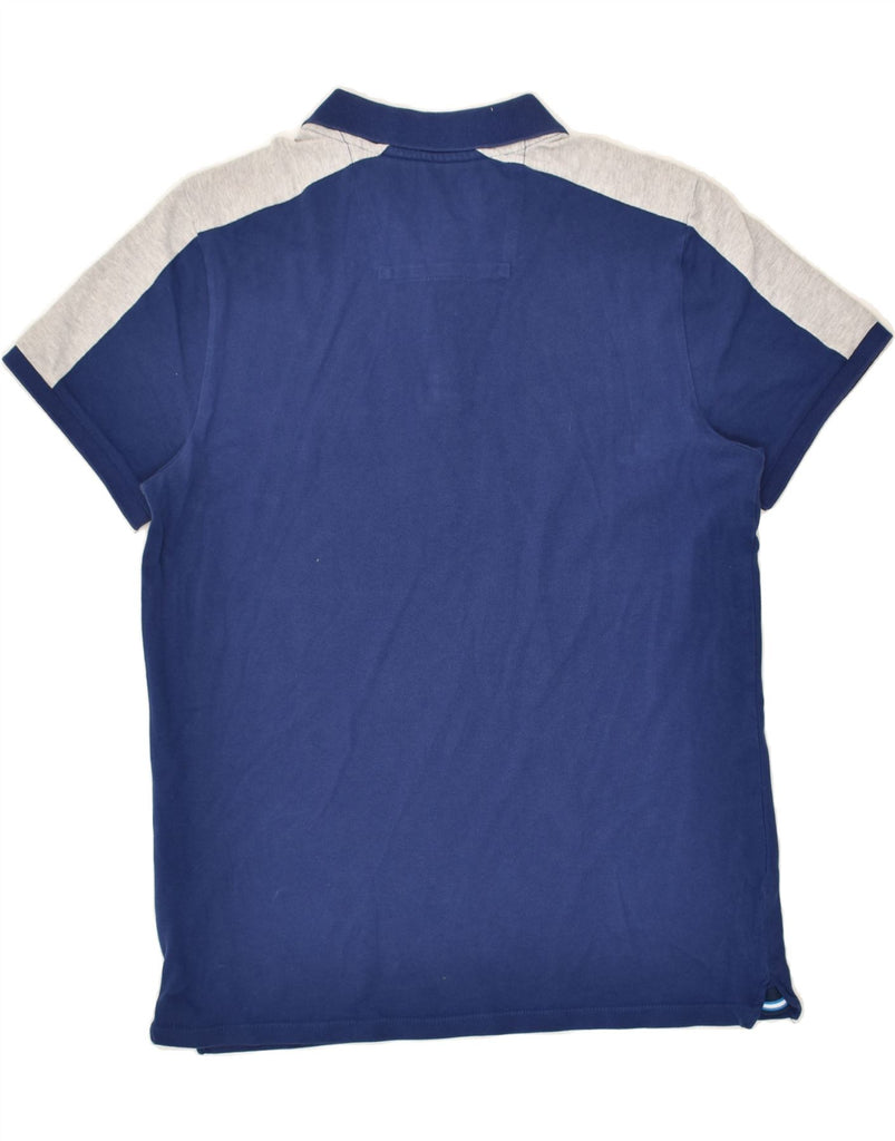 CALVIN KLEIN Mens Graphic Polo Shirt Small Blue Colourblock Cotton | Vintage Calvin Klein | Thrift | Second-Hand Calvin Klein | Used Clothing | Messina Hembry 