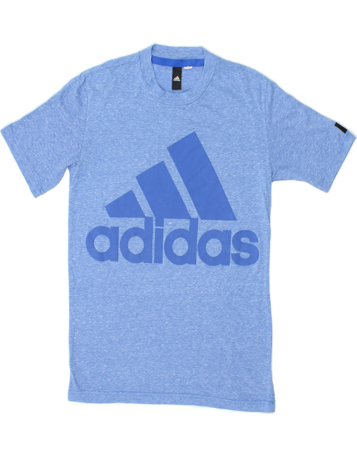 ADIDAS Womens Graphic T-Shirt Top UK 12 Medium Blue Flecked Vintage Adidas and Second-Hand Adidas from Messina Hembry 