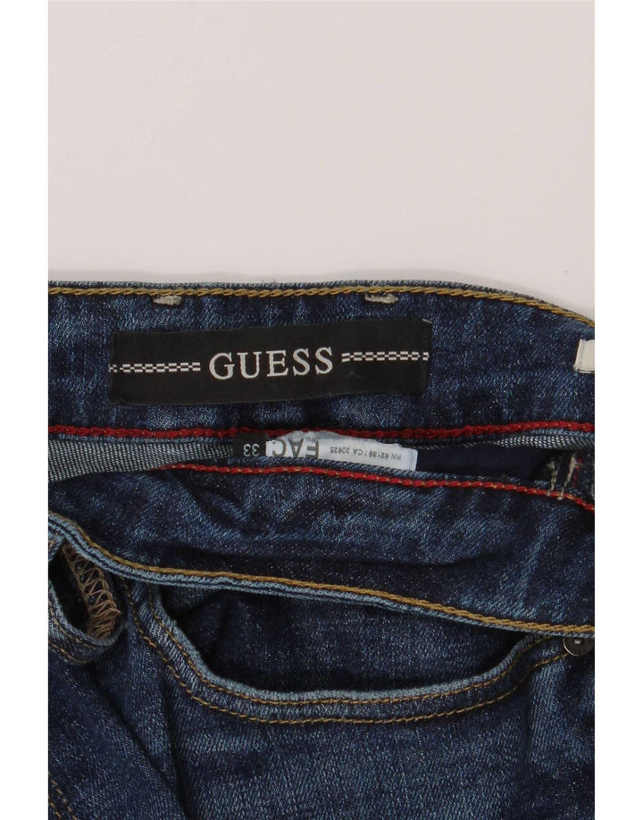 Guess Mens Distressed Slim Straight Jeans W33 L32 Blue