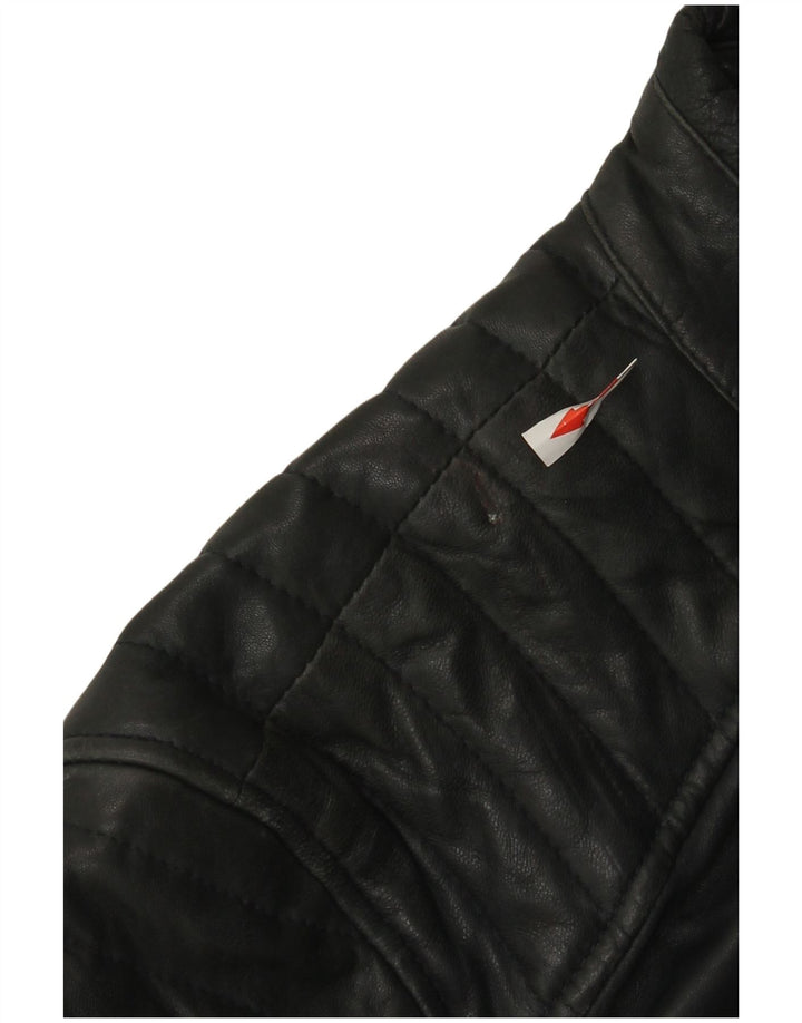 Rockhill Womens Leather Biker Jacket EU 54 5XL Navy Blue Lambskin