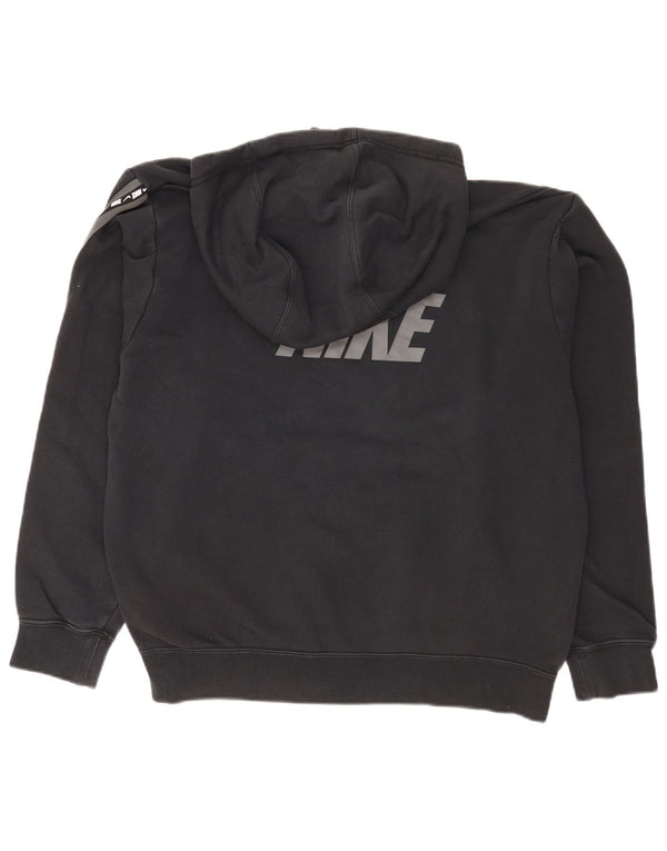 Nike Womens Oversized Graphic Hoodie Jumper UK 14 Large Black Cotton Sports
