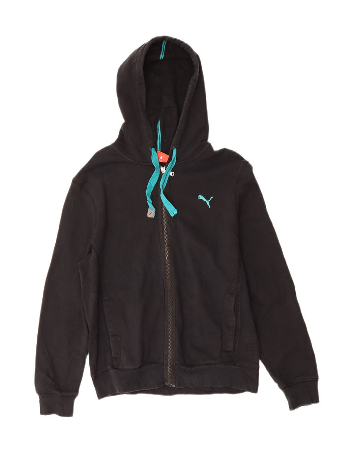 PUMA Mens Graphic Zip Hoodie Sweater Small Black Cotton Vintage Puma and Second-Hand Puma from Messina Hembry 