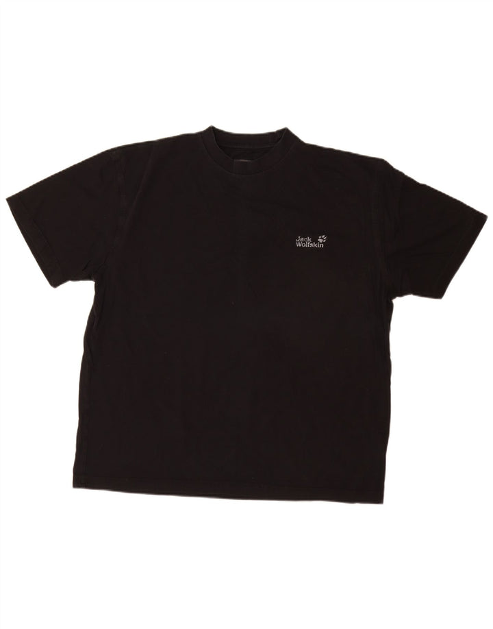 JACK WOLFSKIN Mens Graphic T-Shirt Top Large Black Cotton
