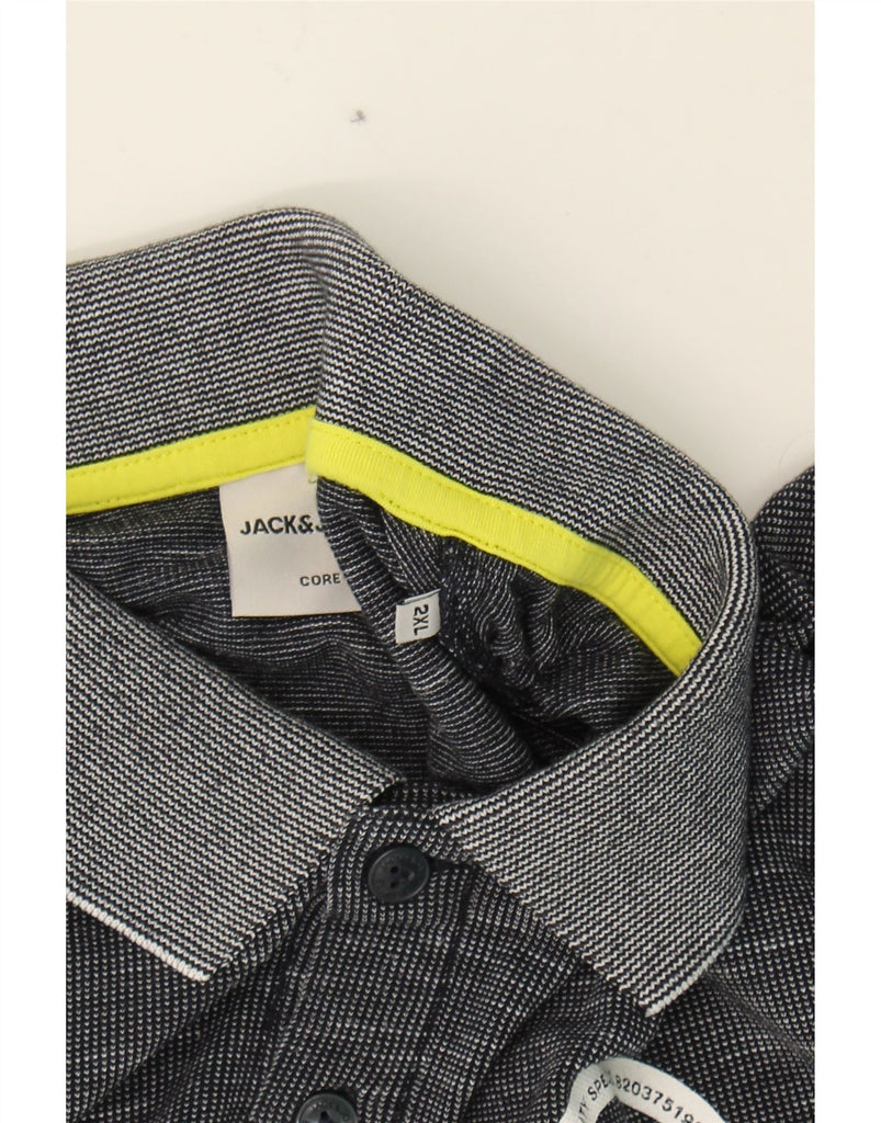 JACK & JONES Mens Polo Shirt 2XL Black Flecked Cotton Vintage Jack & Jones and Second-Hand Jack & Jones from Messina Hembry 