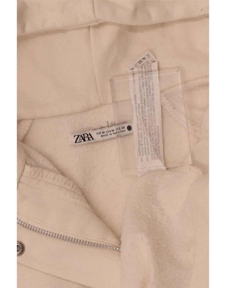 Zara Womens Oversized Hoodie Jumper UK 14 Medium Off White Cotton