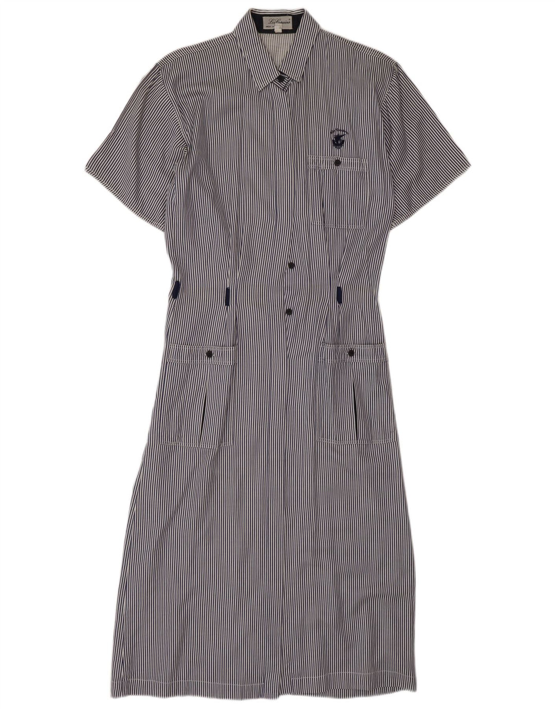 LES COPAINS Womens Shirt Dress UK 12 Medium Navy Blue Striped