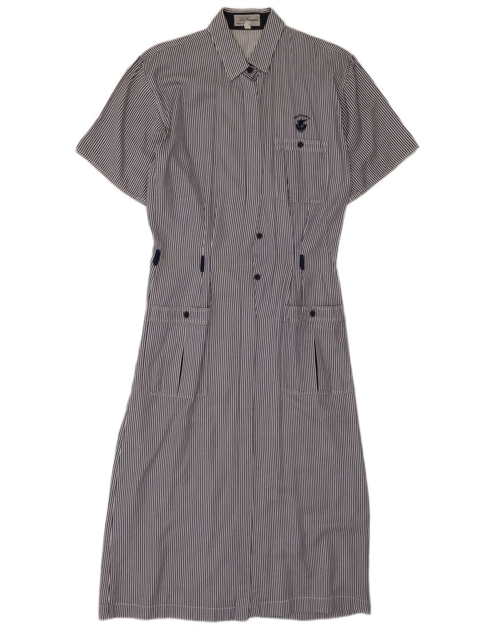 LES COPAINS Womens Shirt Dress UK 12 Medium Navy Blue Striped