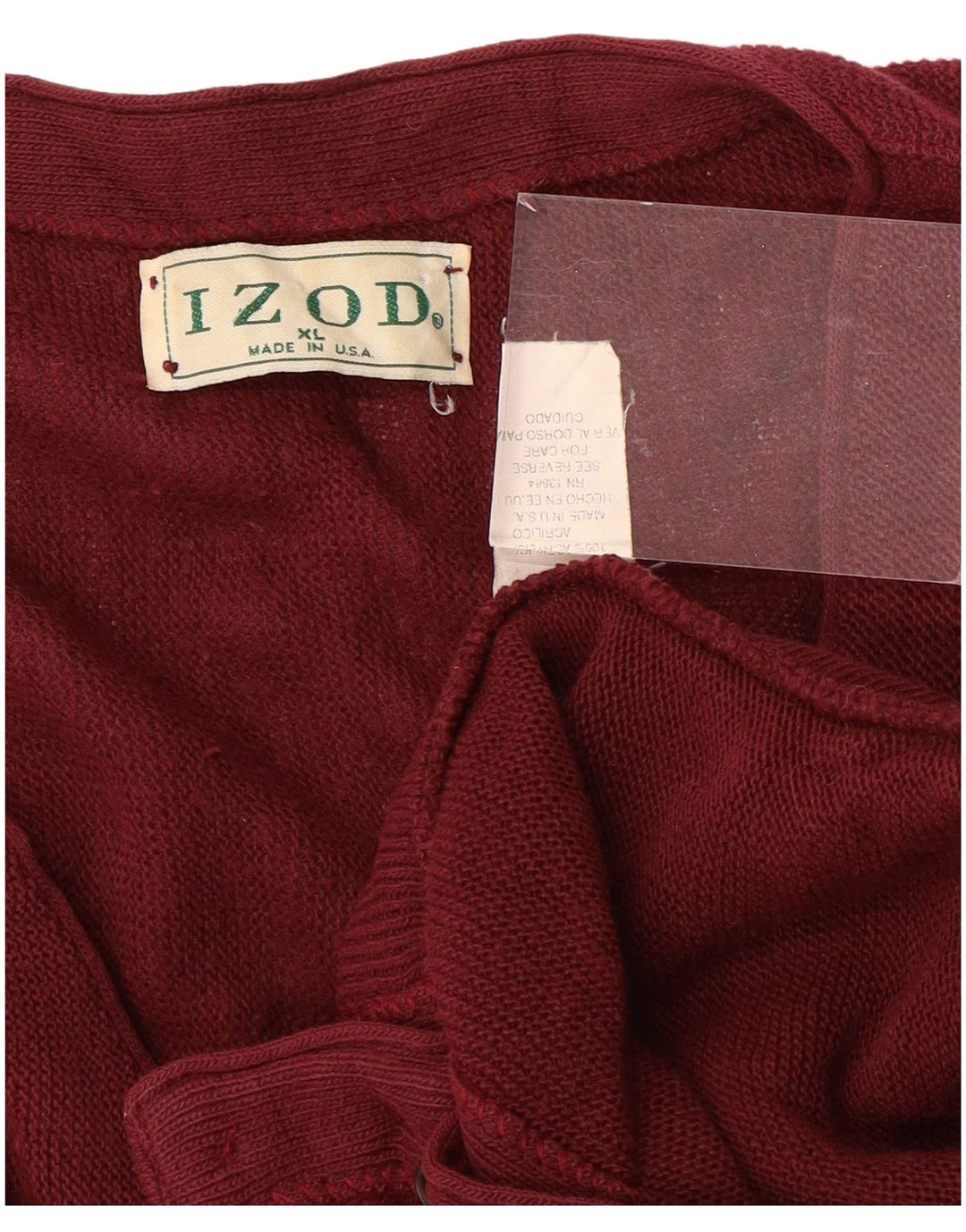 Izod Mens Cardigan Sweater XL Burgundy Acrylic