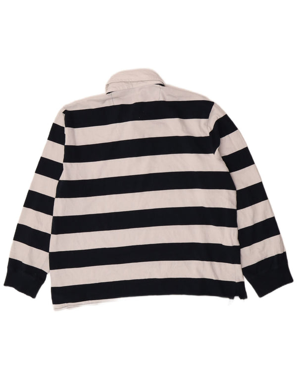 U.S. Polo Assn. Mens Long Sleeve Rugby Polo Shirt 2XL Navy Blue Striped