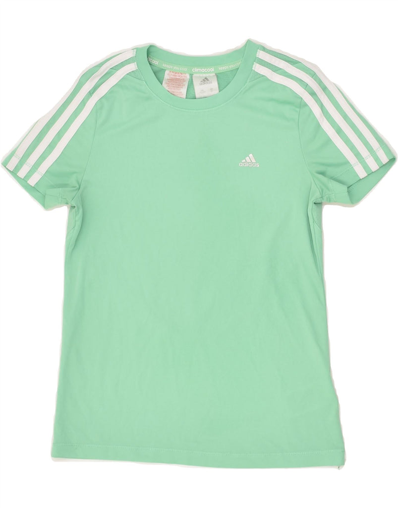 ADIDAS Girls T-Shirt Top 11-12 Years Green Polyester | Vintage Adidas | Thrift | Second-Hand Adidas | Used Clothing | Messina Hembry 