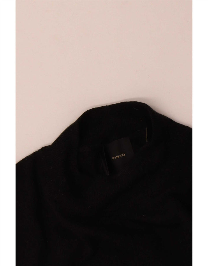Pinko Womens Turtle Neck Jumper Sweater UK 12 Medium Black Geometric